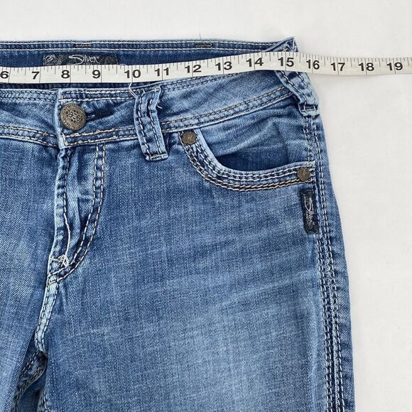 Silver Jeans Womens Stretch Mid Rise Bootcut Suki Flap Denim Jeans Blue 30/29 31 - Picture 12 of 14